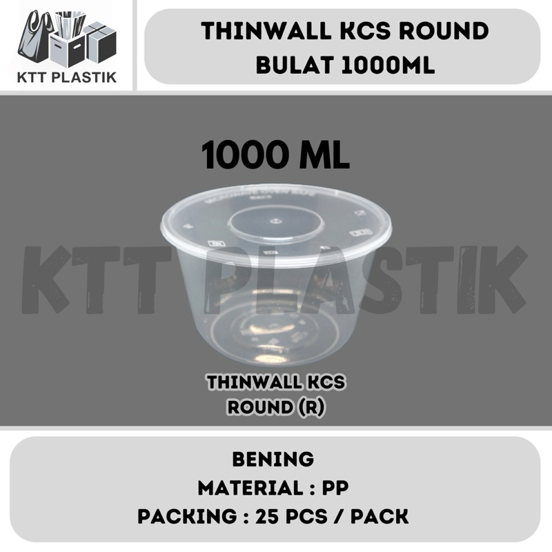 Thinwall KCS Round - 1000ML (ISI 25PCS / PACK) - Kontainer Plastik Bulat Wadah Makan