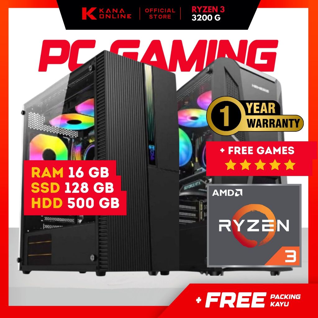 PC RAKITAN GAMING AMD RYZEN 3 3200G BEST / 16GB / SSD / HDD