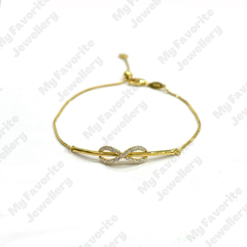 Gelang Serut Variasi Infinity Ad Emas Asli Kadar 700 16K