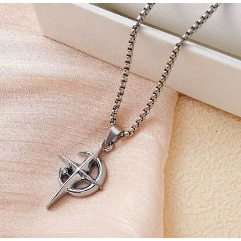 kalung titanium stainleess steel motif liontin bulan bintang