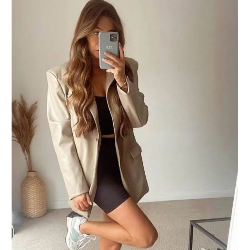 Faux leather blazer zara original