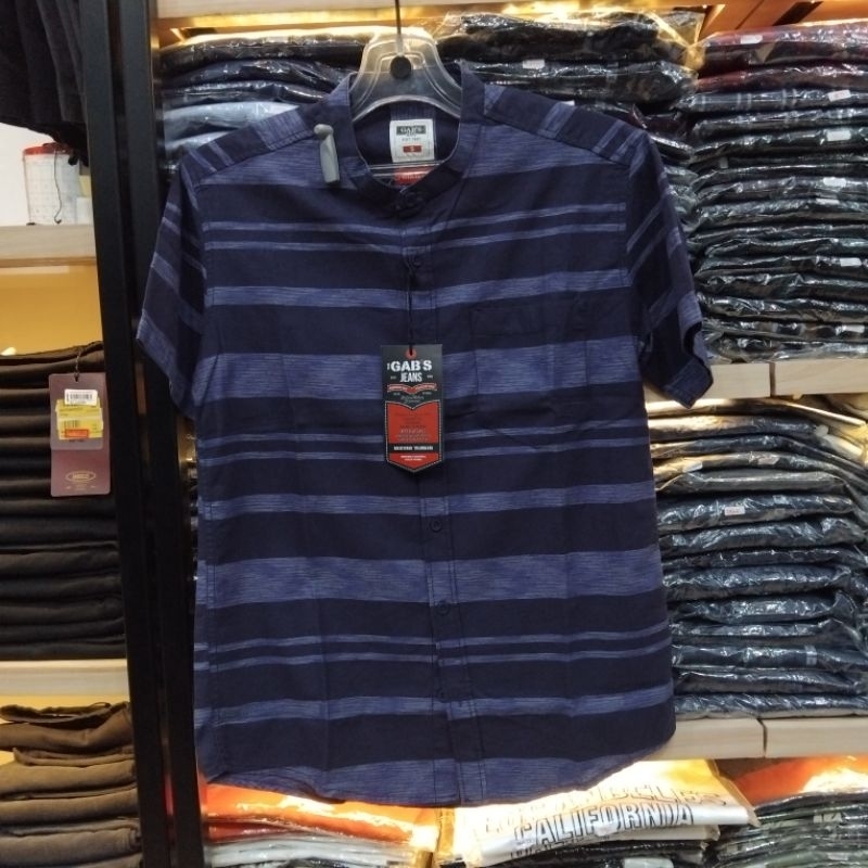 gabrielle kemeja koko polos lengan pendek bahan rayon & katun