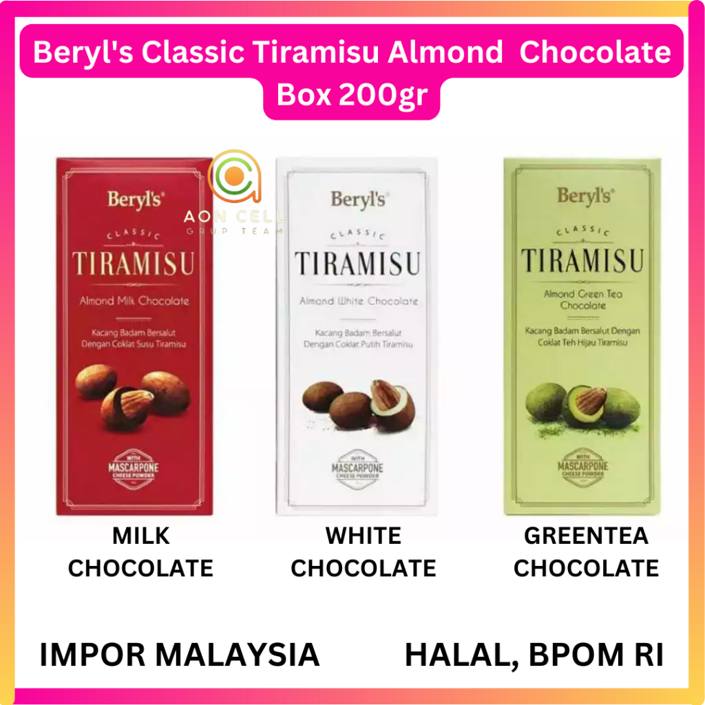 

COKLAT BERYLS BERYL'S CLASSIC TIRAMISU ALMOND BOX KOTAK 200GRAM COKELAT MALAYSIA