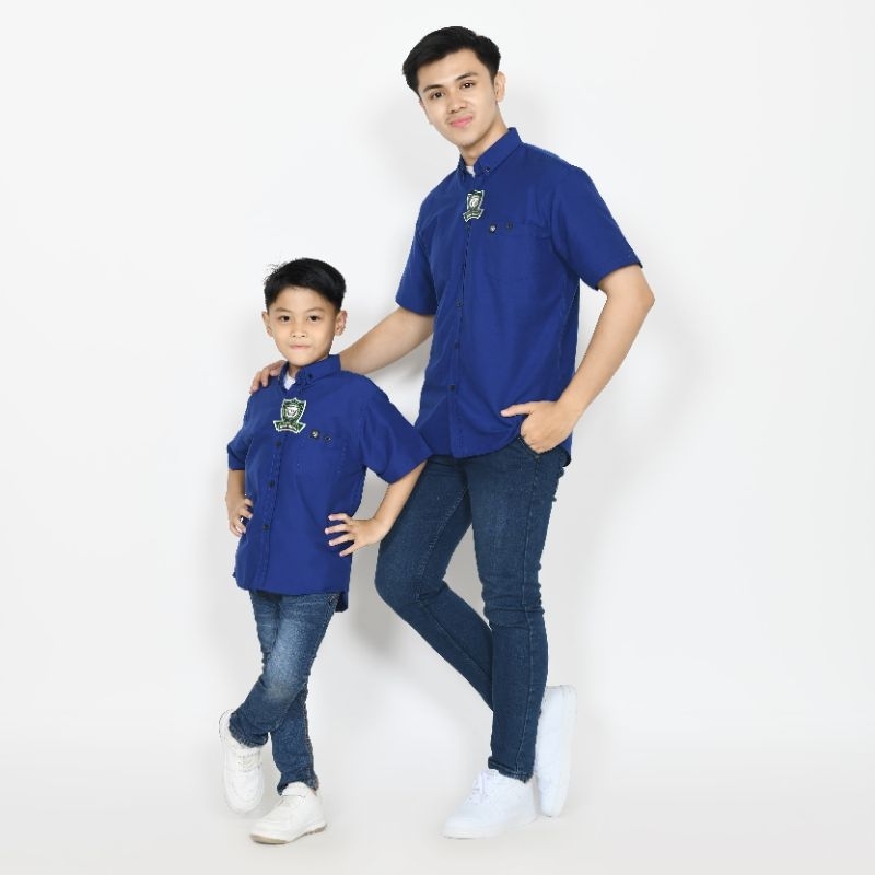 BIRU BCA KEMEJA POLOS COUPLE AYAH DAN ANAK LENGAN PENDEK KEMEJA PRIA DEWASA & ANAK LAKI LAKI WARNA B