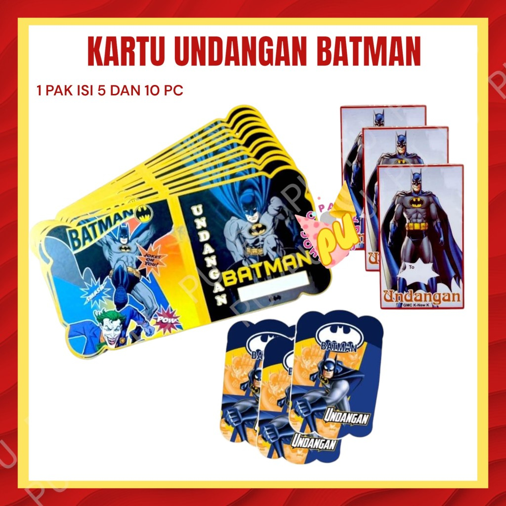 Kartu Undangan Ulang Tahun BATMAN Isi 10 / Kartu Undangan Ultah Anak Batman Begins