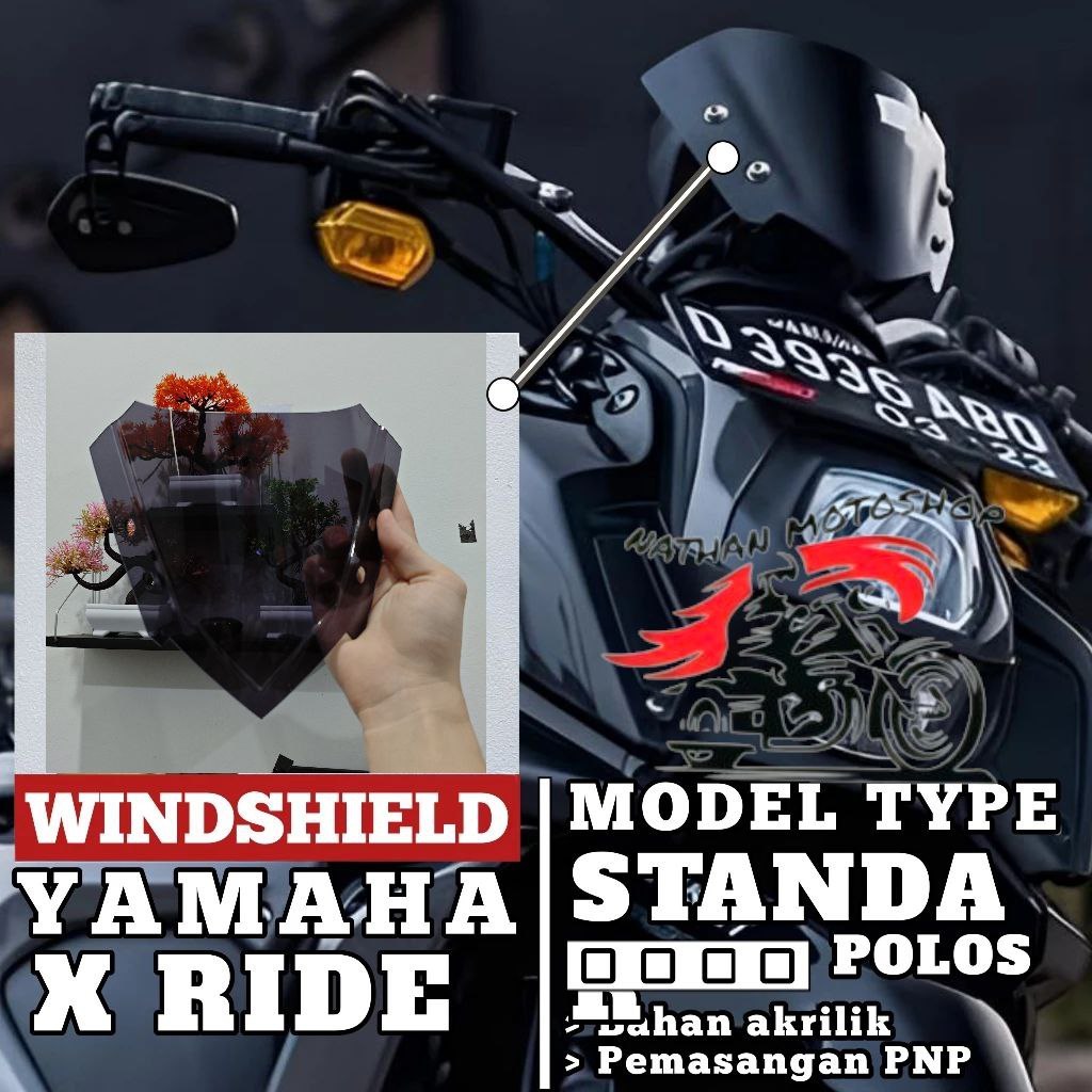 VISOR X RIDE 115 125 WINDSHIELD YAMAHA X RIDE STANDAR RIBEN VISOR X RIDE 115 125 AKRILIK