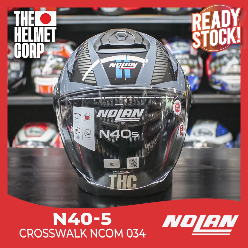 HELM NOLAN N40-5 CROSSWALK 034 NCOM DOUBLE VISOR HELM HALF FACE N405 INTERCOM READY TOURING DAILY HE