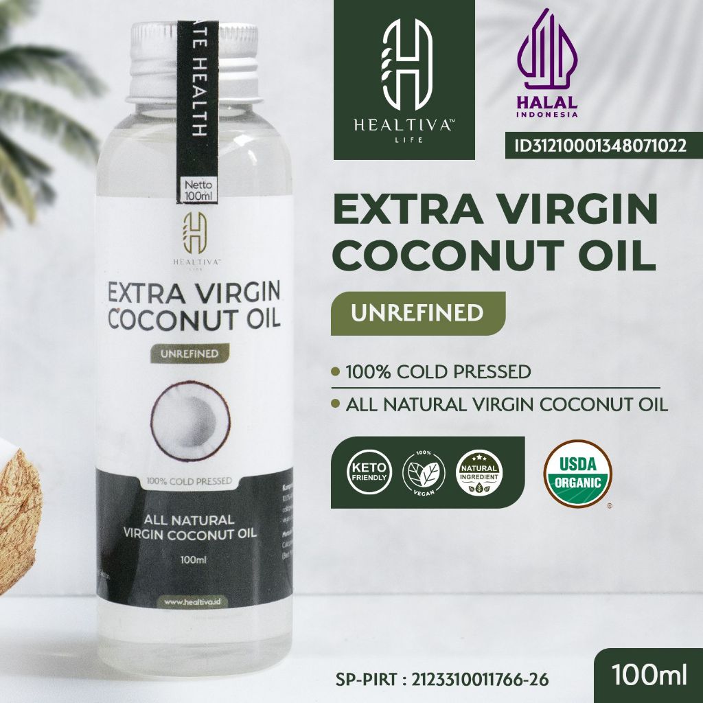 

HEALTIVA Minyak VCO Original 100ml / Extra Virgin Coconut Oil Minyak Kelapa Murni 100% Coconut Oil