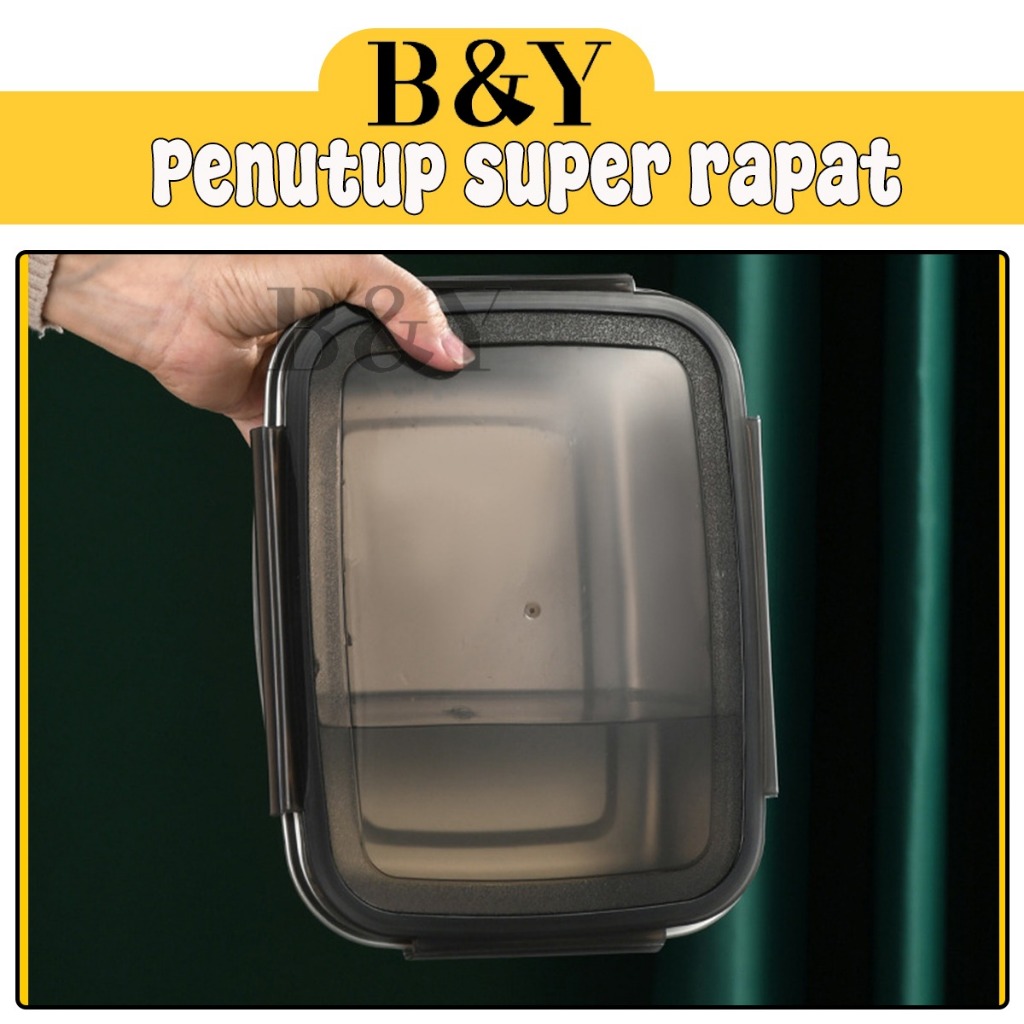 Kotak Tupperware Stainless Steel Tempat Penyimpanan Makanan Anti Tumpah Wadah Penyimpanan Makanan