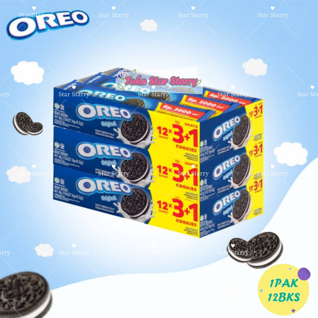 

[Per Pack] Lup Oreo Lup 3+1Keping (Gratis) Biskuit Strawberry Biskuat Chocolate 12Pcs 36.8g Untuk Traveling X12 biskuit Snack Viral Halal MUI Oreo Coklat Oreo Vanilla