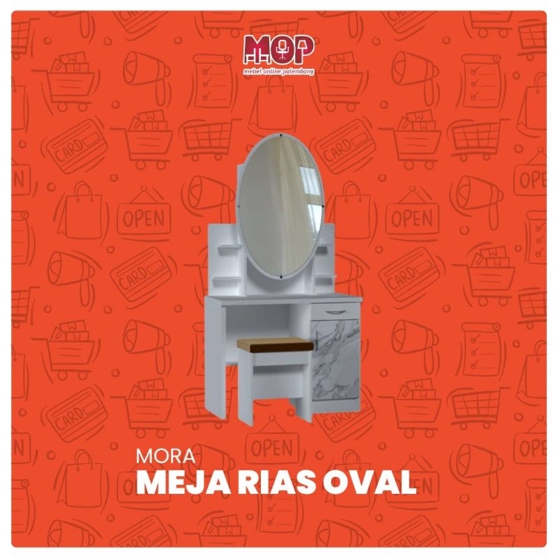 Meja Rias Mr mora oval kaca sliding meja rias kaca geser murah meja rias murah