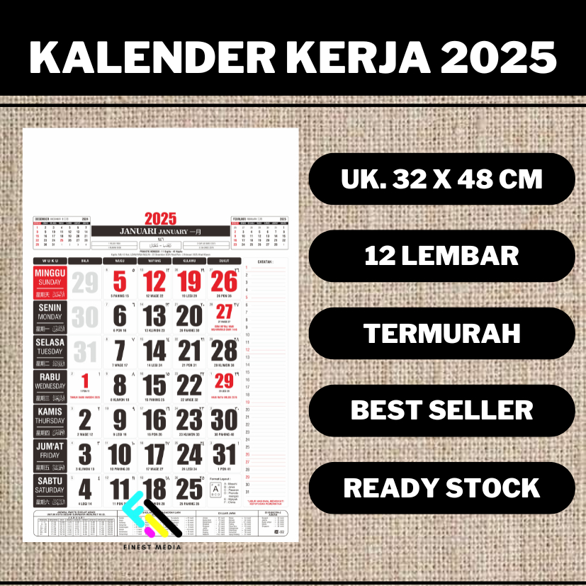 

OBRAL KALENDER DINDING 2025 UMUM - KALENDER KERJA UKURAN STANDAR TERMURAH