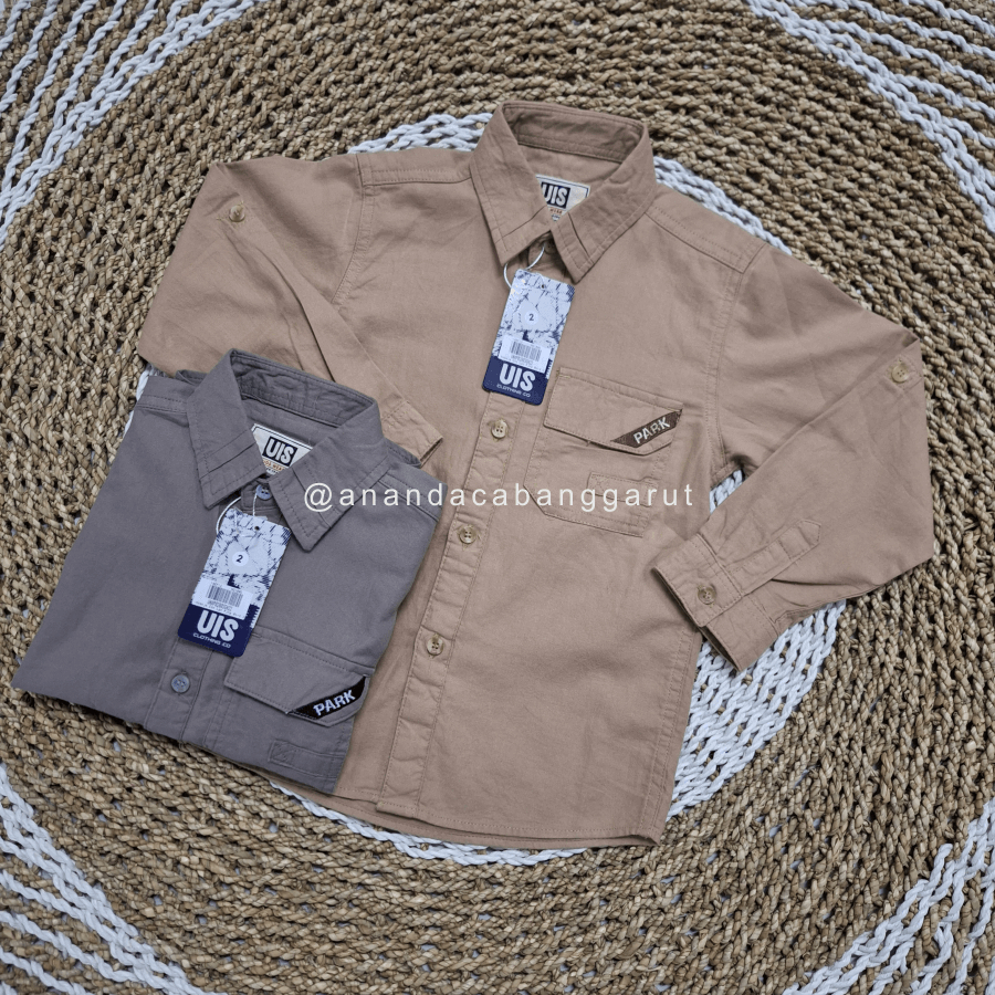 Uis Kids Kemeja Lengan Panjang Anak Laki-Laki Bahan Katun Bordir Park Terbaru