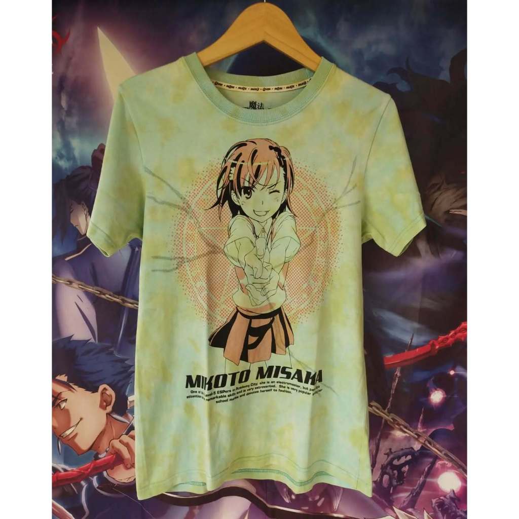 Toaru Majutsu no Indekkusu Misaka Mikoto Big Print Tie Dye Art Official Anime Tee Kaos Tshirt Origin