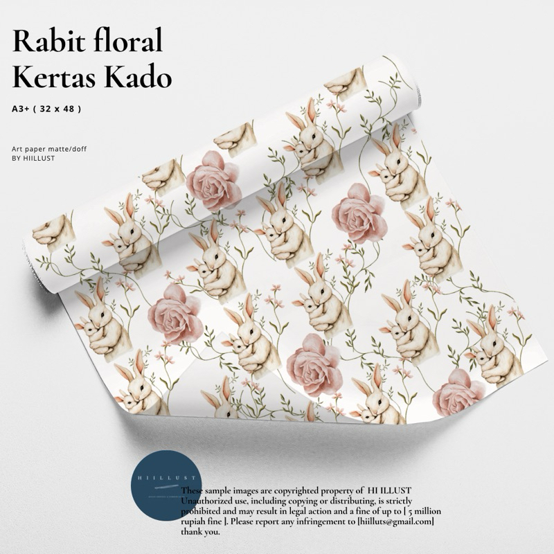 

H I I L L U S T || Rabit floral wrapping paper [ kertas kado ]