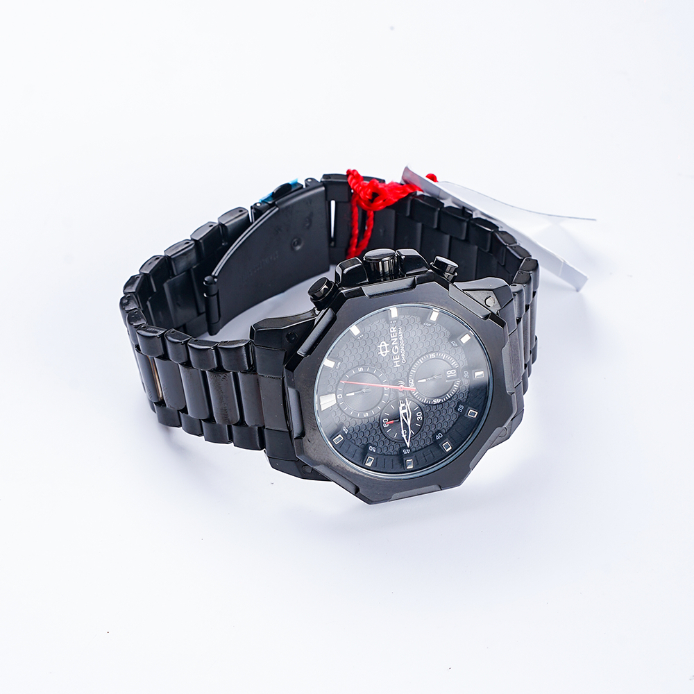 Jam Tangan Pria Hegner Rantai Full Hitam