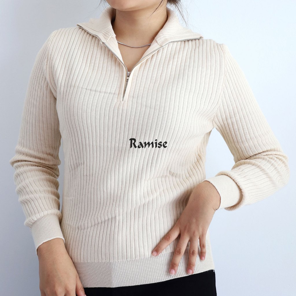Atasan Wanita Lengan Panjang / Kaos Knit Premium / Atasan Turtleneck Kekinian -  Atasan 8211 Ramise