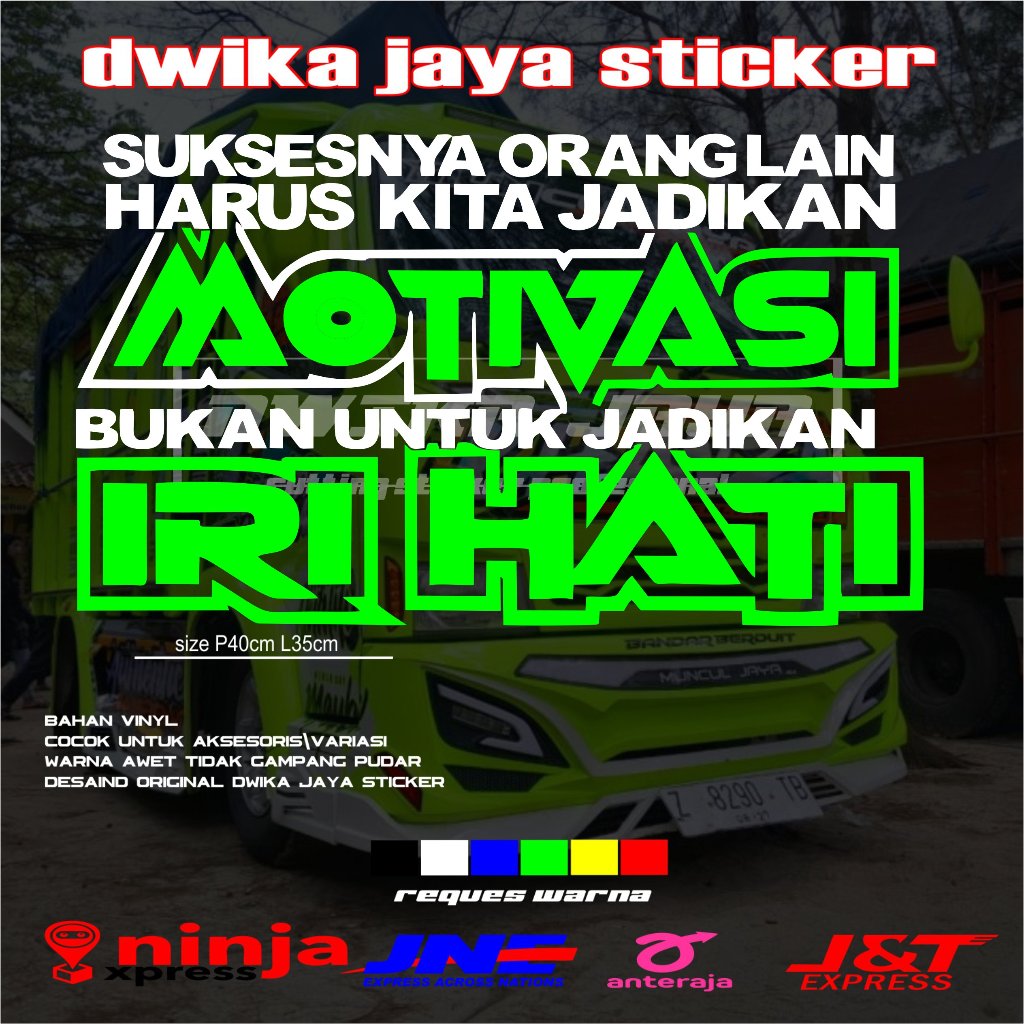 STIKER KACA SAMPING TRUK STIKER KATA KATA MOTIVASI IRI HATI TERBARU