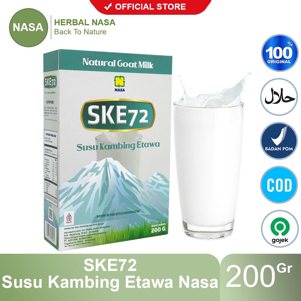 

Susu kambing etawa bubuk SKE-72 nasa Natural Goat Milk, Mencegah Pengeroposan Tulang dan Anemia, Mengandung Prebiotik, Melawan Inflamasi, Memperkuat Kekebalan Tubuh, Baik untuk Jantung, Menyehatkan kulit, Nutrisi untuk ibu hamil dan menyusui