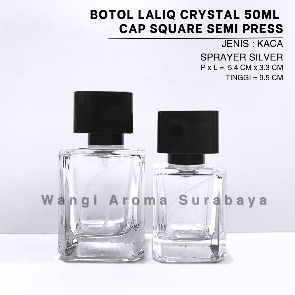 Botol Parfum Square 50ML Semi Press Cap Square - Botol Parfum Kaca 50ML Laliq Semi press