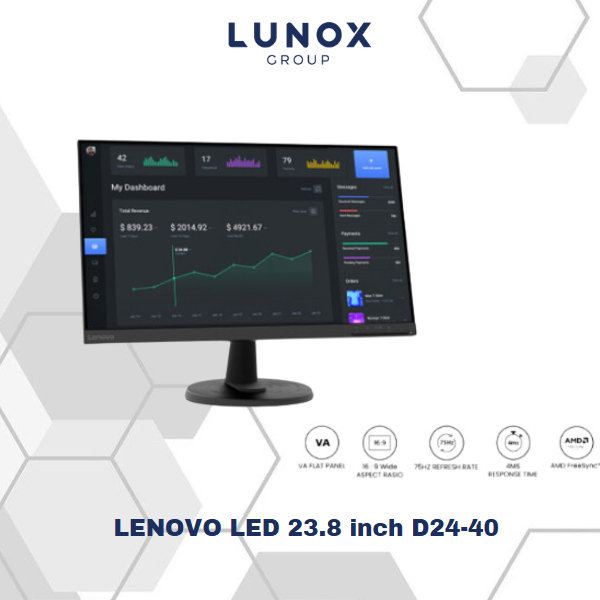 Lenovo Led Monitor D24-40 23.8" 75Hz Full Hd Hdmi Vga - D24 40 | Monitor LENOVO LED 23.8"