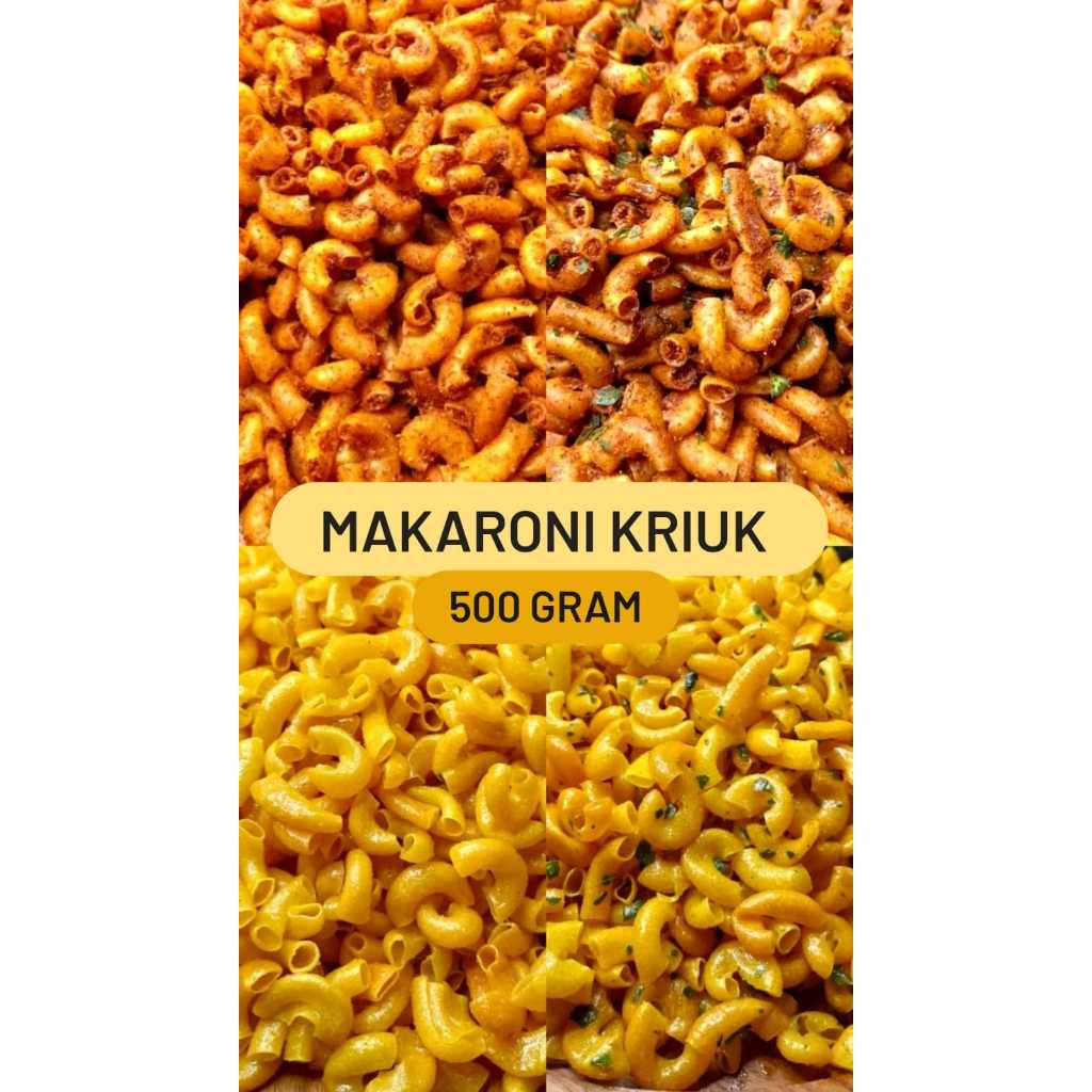 

MAKARONI KRIUK (KEMASAN 1/2 KG 500 GRAM) MAKARONI GURIH MAKARONI PEDAS MAKARONI KEJU MAKARONI BALADO MAKARONI DAUN JERUK MAKARONI JAGUNG MANIS