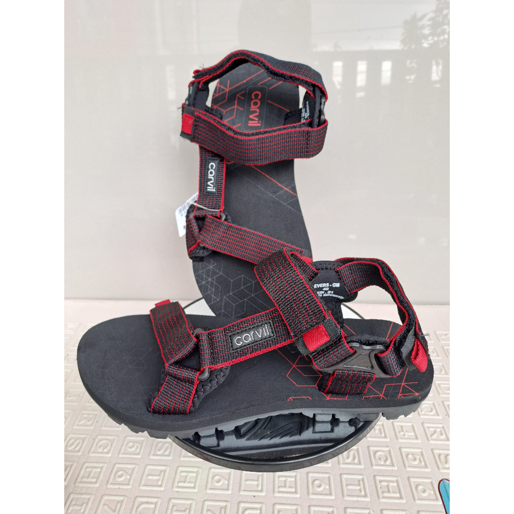 CARVIL sandal gunung pria | sendal outdoor warna Merah/Hitam