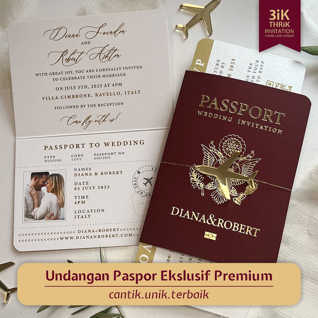 Kartu Undangan Pernikahan Paspor Wedding Premium Passport Invitation Unik Estetik Aesthetic