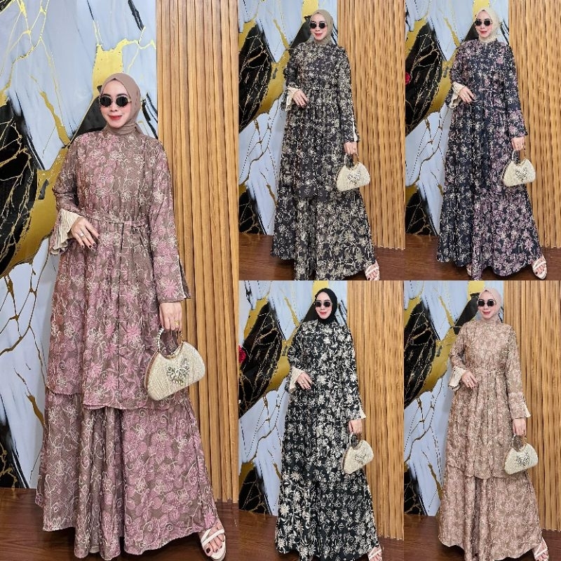 gamis katun linen bordir premium