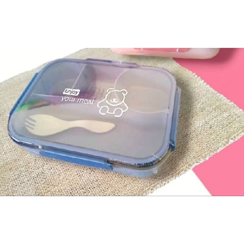 Lunch box korea sekat 4 tebal dan anti bocor/ tempat makan plastik korea sekat 4 tebal dan anti boco