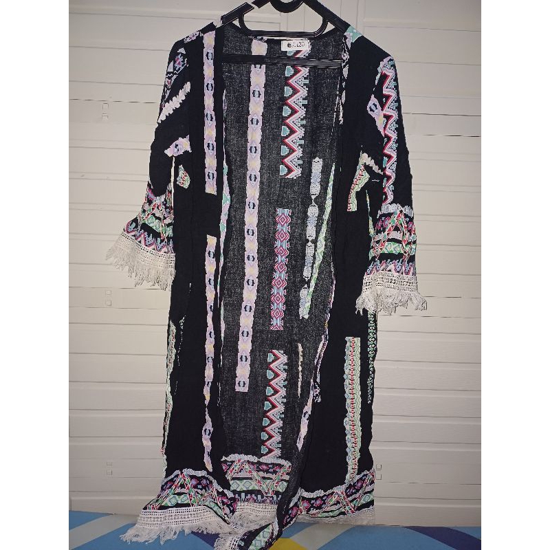 outer Batik Hitam Lengan Panjang