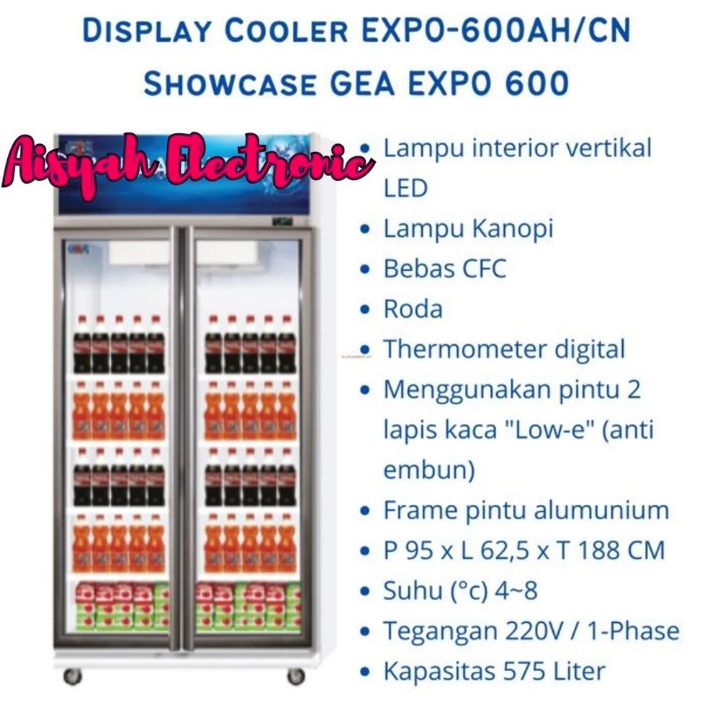 SHOWCASE GEA 2 PINTU EXPO-600 GARANSI RESMI