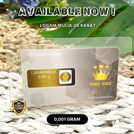 Logam Mulia 24 Karat 0.001 gram Babygold Mini gold Minigram Emas Kecil