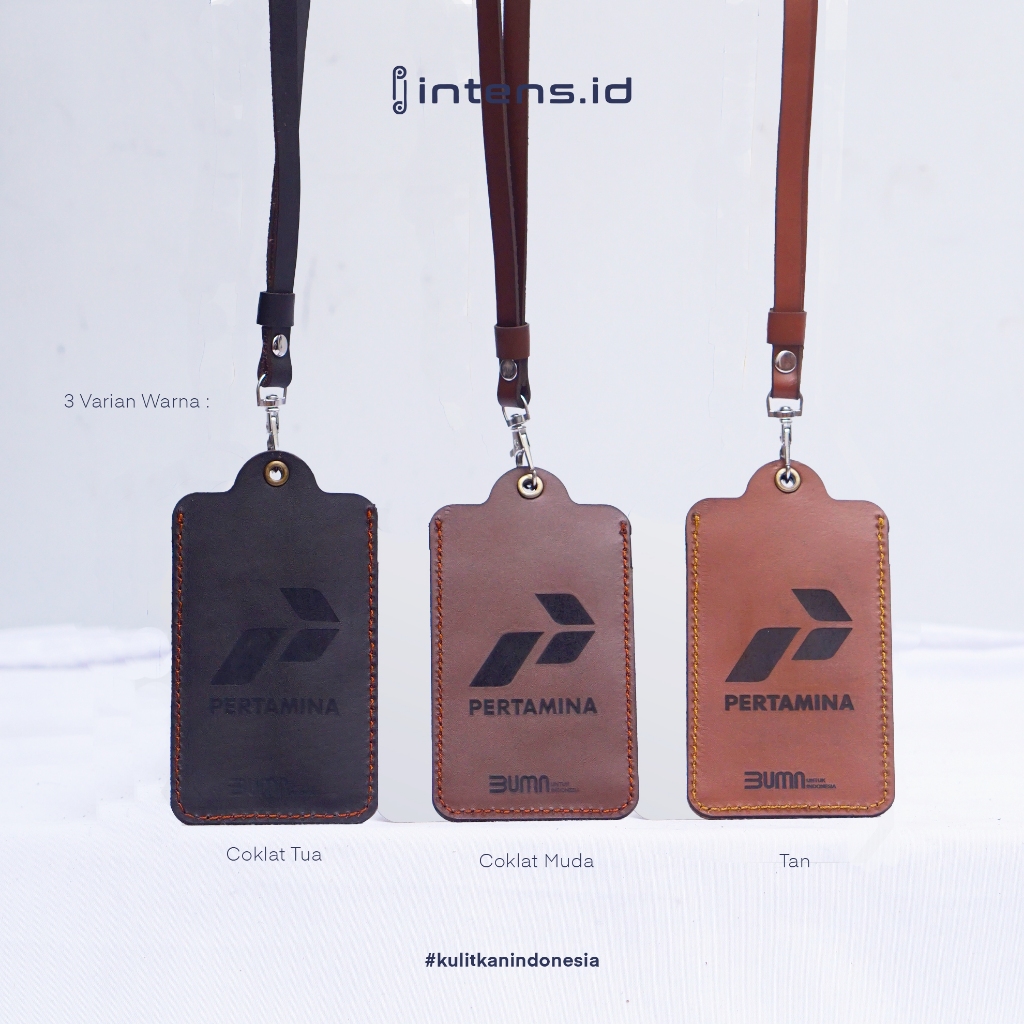 

Intens.id gantungan id card holder kulit name tag kulit lanyard kulit custom