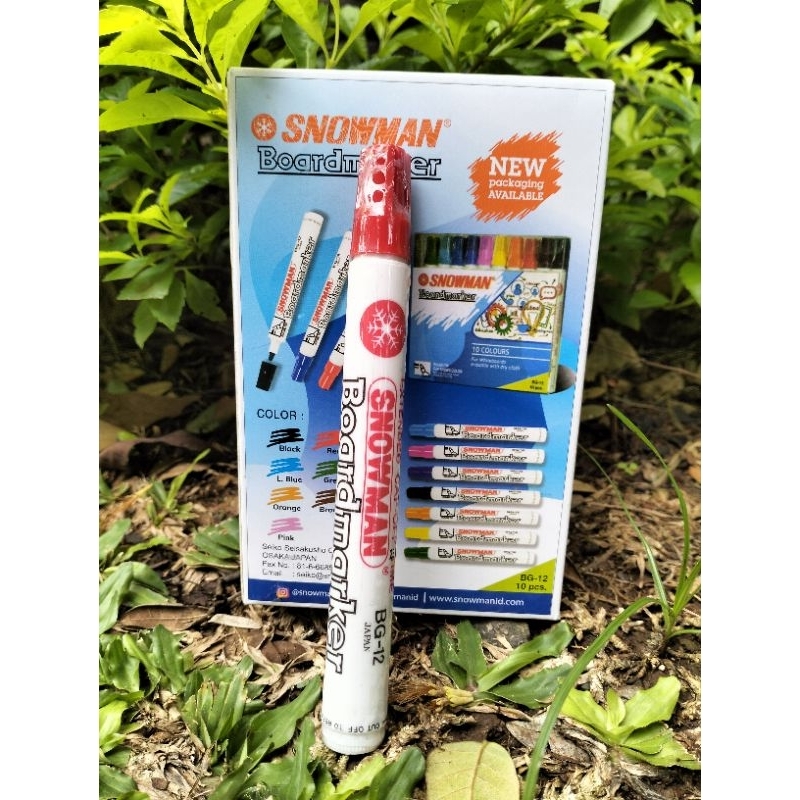 

Spidol snowman whiteboard BG12 warna merah 1 dus isi 60 ktk