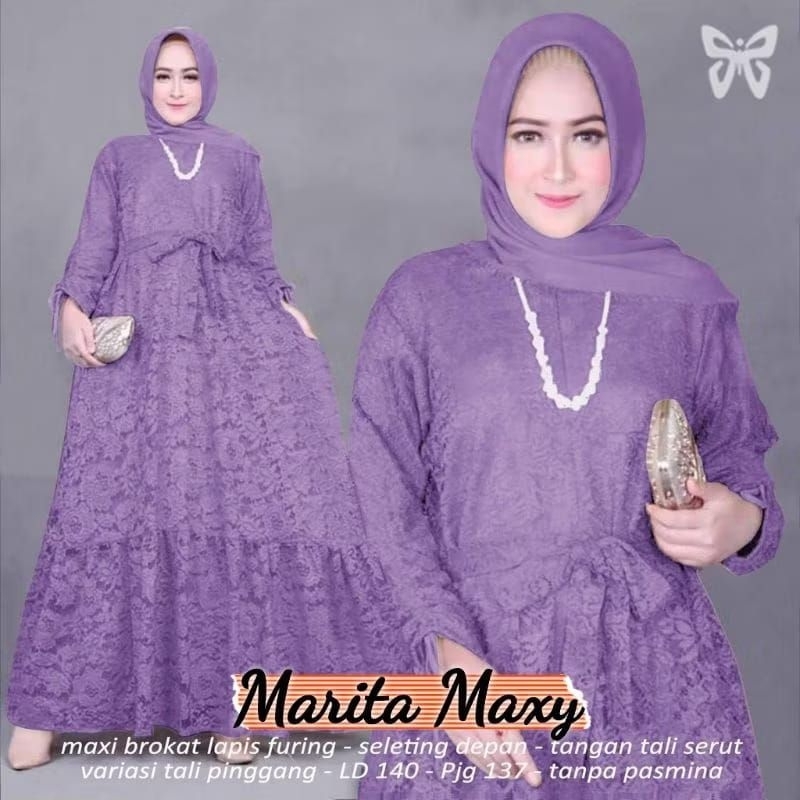 Marita 3 - Gamis dress brukat BIG SIZE JUMBO M L XL 2XL 3XL 4XL 5XL premium lebaran naik haji umroh 