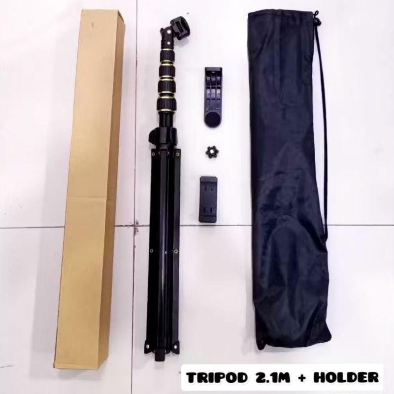 Tripod 2.1m untuk Kamera DSLR dan HP Baja Kuat Free Holder dan Tas