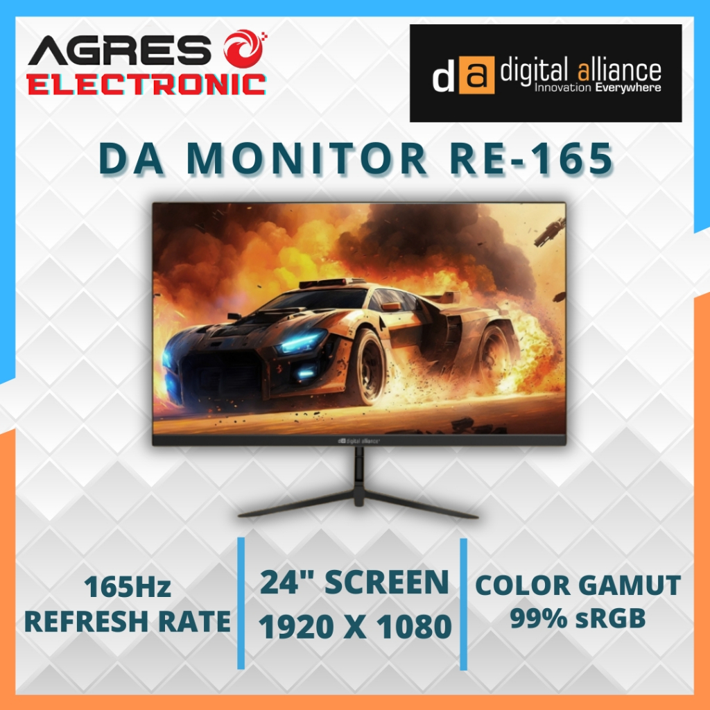 Monitor LED Digital Alliance 24" Inch 1080p FHD IPS 165Hz 1ms Adaptive Sync HDMI VGA 99% RGB DA24-RE