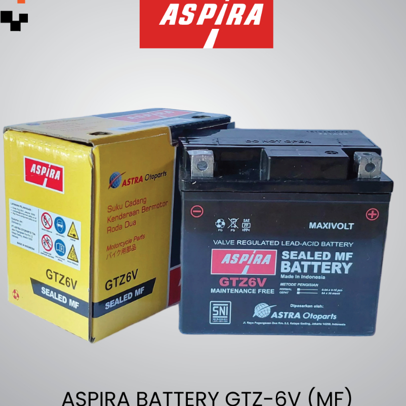 Aki Kering ORIGINAL ASPIRA ASTRA GTZ6V MF (5Ah) aki Motor Vario 125 Vario 150 Beat ISS Scoopy ISS Mi