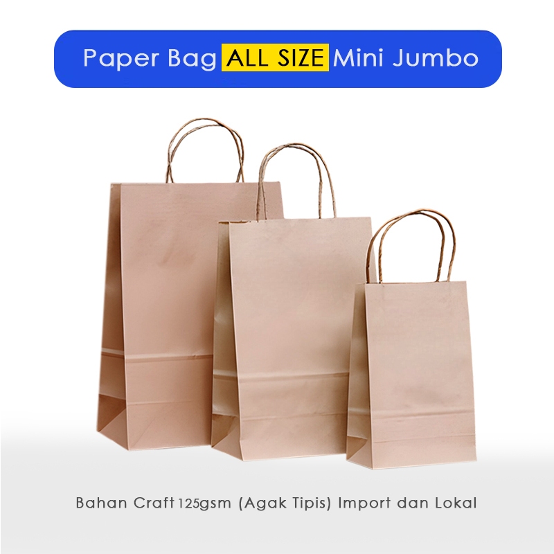

(POLOS) Paper Bag Coklat All Size / Paper Bag Polos Packing Baju, Celana, Kaos dan Baju . Papperbag Jumbo Dan Mini Packaging Online