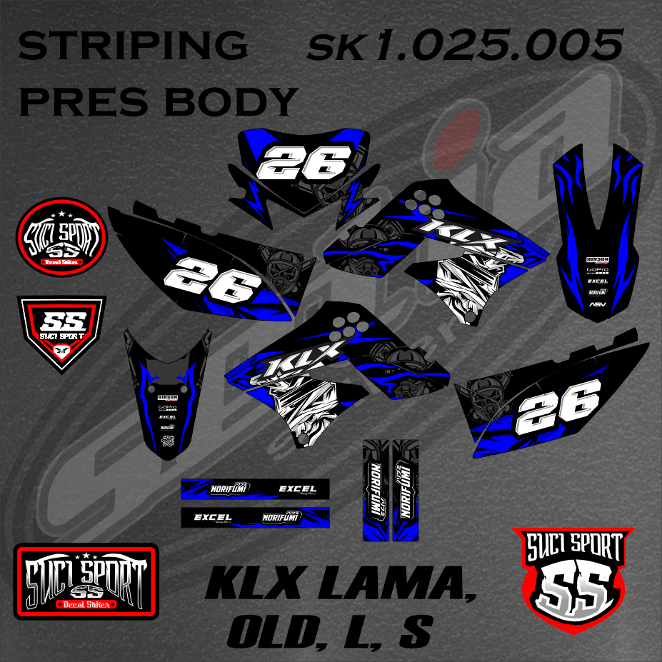 STIKER DECAL STRIPING KLX 150 L, S, OLD, KLX 150 LAMA, 2009-2015 KAWASAKI (SK1.025.005)