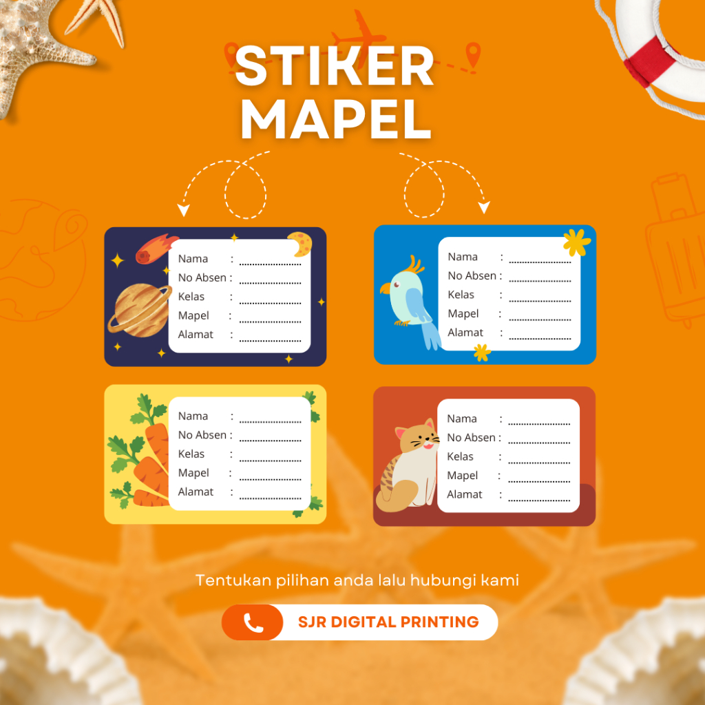 

50 pcs Sticker Buku Pelajaran Anak - Stiker Mapel Sekolah - Buku Mata Pelajaran Anak Sekolah