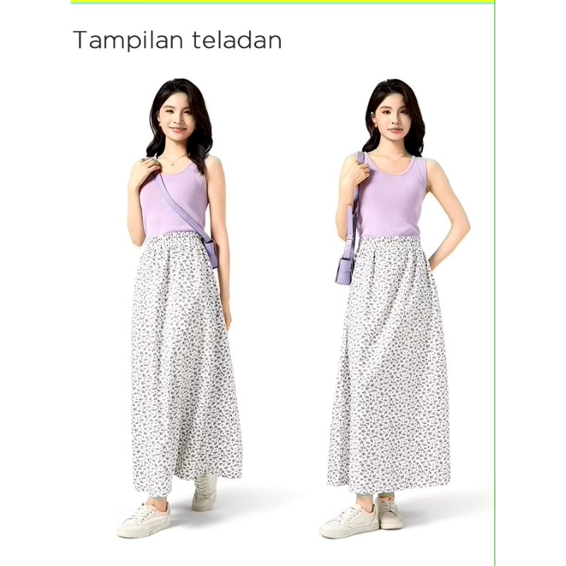 ROK SKRIT MOTIF BUNGA/ROK KOREA BUNGA,ROK DEWASA/REMAJA 90 CM