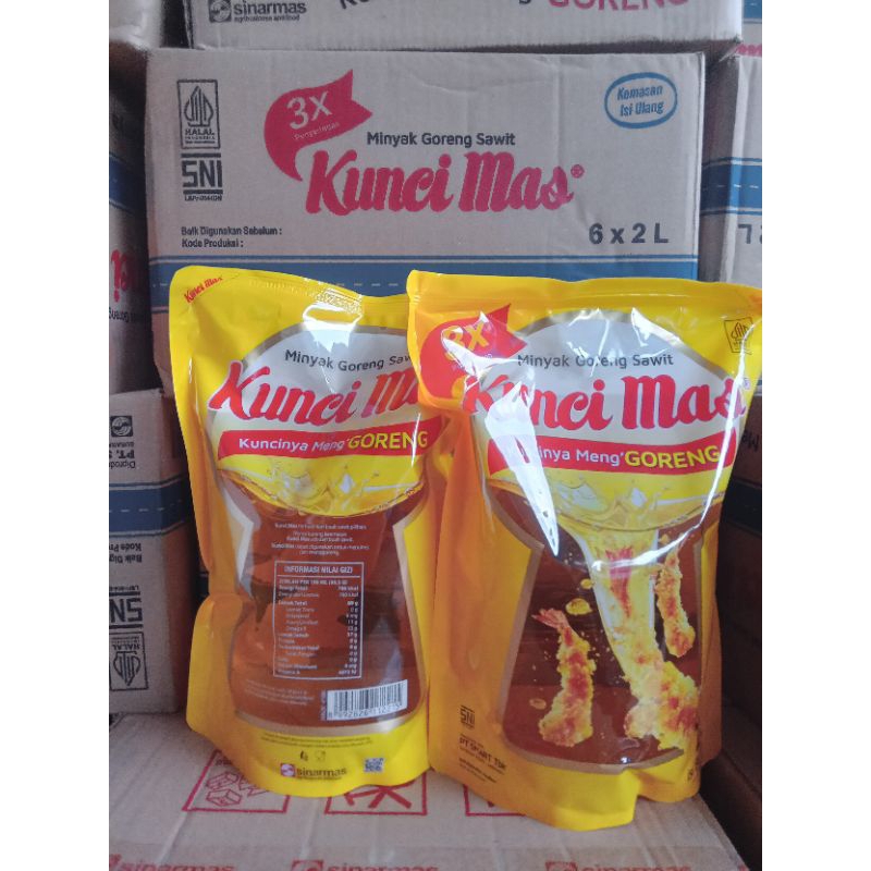 

HG MINYAK GORENG KUNCI MAS KEMASAN 2 LITER ISI 6 ( 1 DUS), ISI 3 (1/2 DUS)