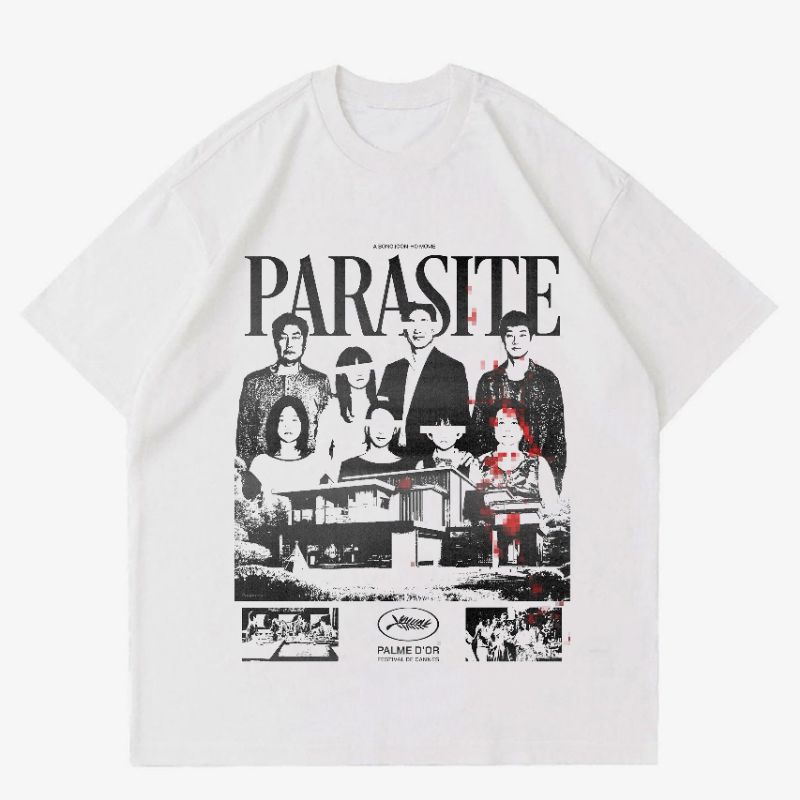 KAOS FILM PARASITE | T-SHIRT VINTAGE WHITE DRAMA KOREAN | KAOS BAJU FILM PARASITE