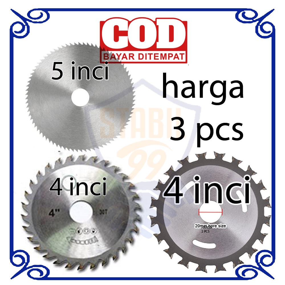 paket 3 pcs mata gerinda gergaji pemotong potong belah kayu multiplek