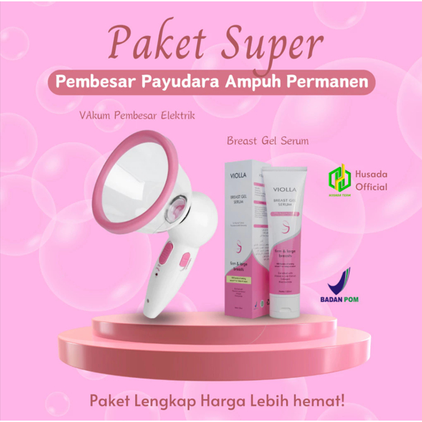 PAKET PEMBESAR LENGKAP ALAT PENGENCANG PAYUDARA YANG KENDUR VIOLA GELL 100ML BPOM & BH PIJAT ELEKTRI