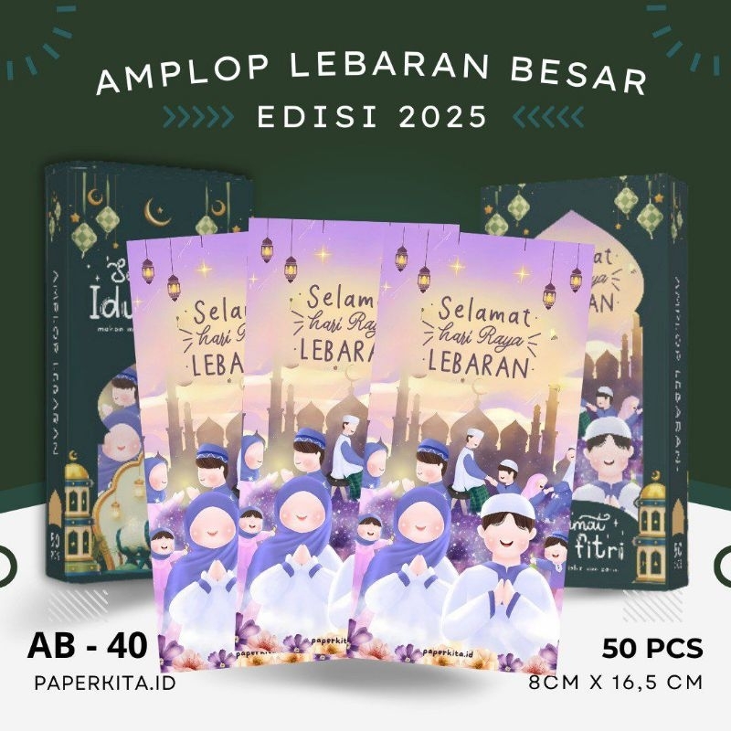 

Amplop Lebaran Idul Fitri 2025 Ukuran Besar Uang Tanpa Lipat, Box isi 50pcs Kwalitas Premium