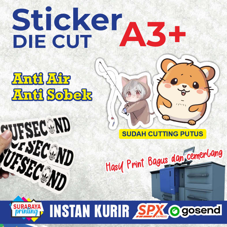 

Cetak Sticker Vinyl A3+ cutting putus Die cut untuk stiker souvenir