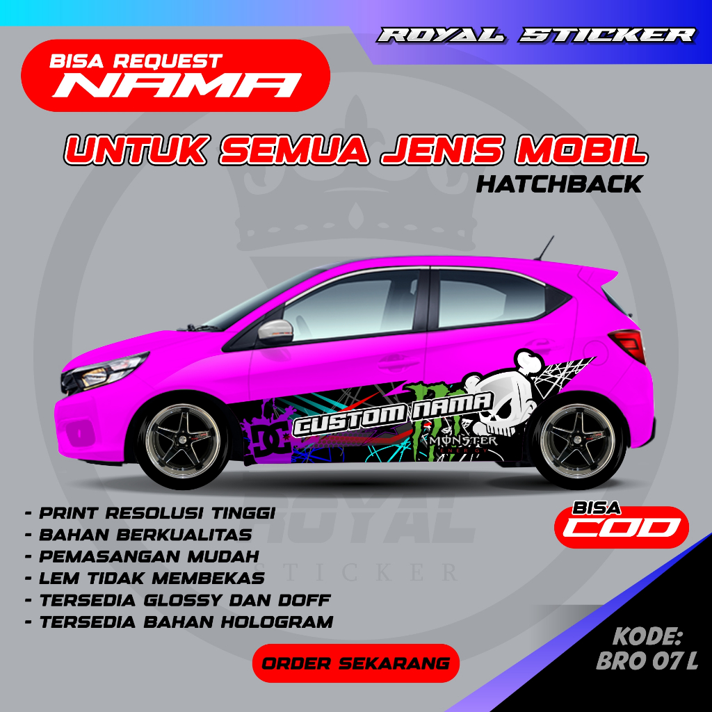 BRO 07 -STIKER DECAL MOBIL BRIO VARIASI DESAIN TERBARU BUMBLEBEE / STIKER MOBIL / DECAL MOBIL BRIO